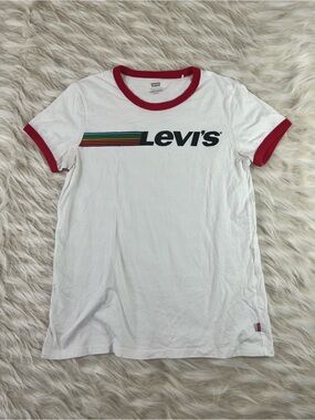 Levis Vintage Style Ring Neck Tee Women's Small White